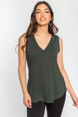 Brushed Sleeveless V-Neck