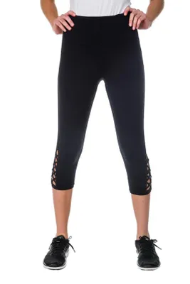 Athletic High Waisted Cropped Legging with Criss Cross Detail