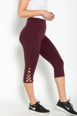 Athletic High Waisted Cropped Legging with Criss Cross Detail