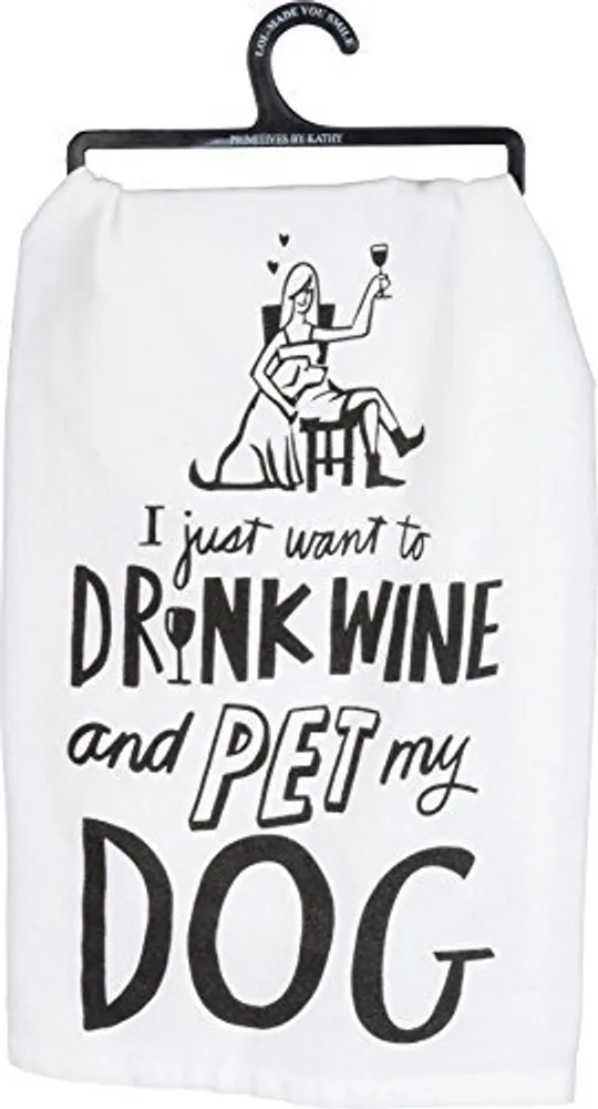 Primitives by Kathy - Dish Towel - Drink Wine