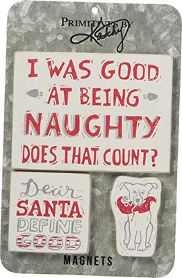 Primitives by Kathy - Christmas Magnet Set - Being Naughty