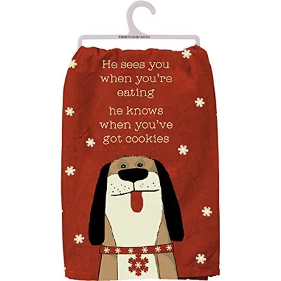 Primitives by Kathy - Kitchen Towel- Dog Sees You Eating