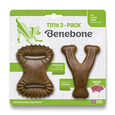 Benebone - Dog Chew Toy - Tiny 2 Pack - Bacon Flavor
