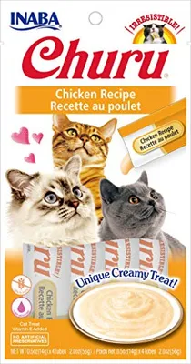 Inaba - Lickable Cat Treats - Churu Chicken Recipe,  4-pack