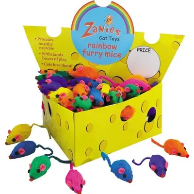 Zanies - Cat Toy - Rainbow Furry Mouse
