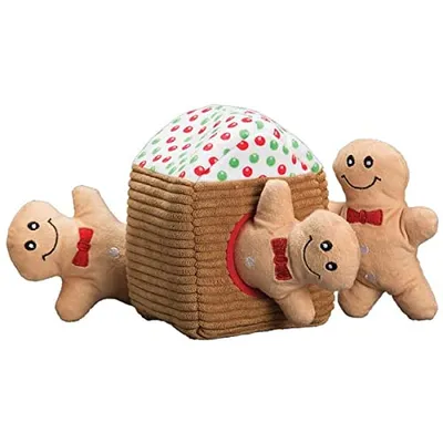 Patchwork - Plush Dog Toy - Gingerbread House & Men