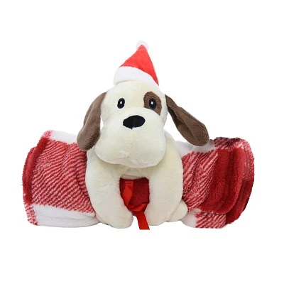 Patchwork - Plush Dog Toy - Christmas Toy with Blanket