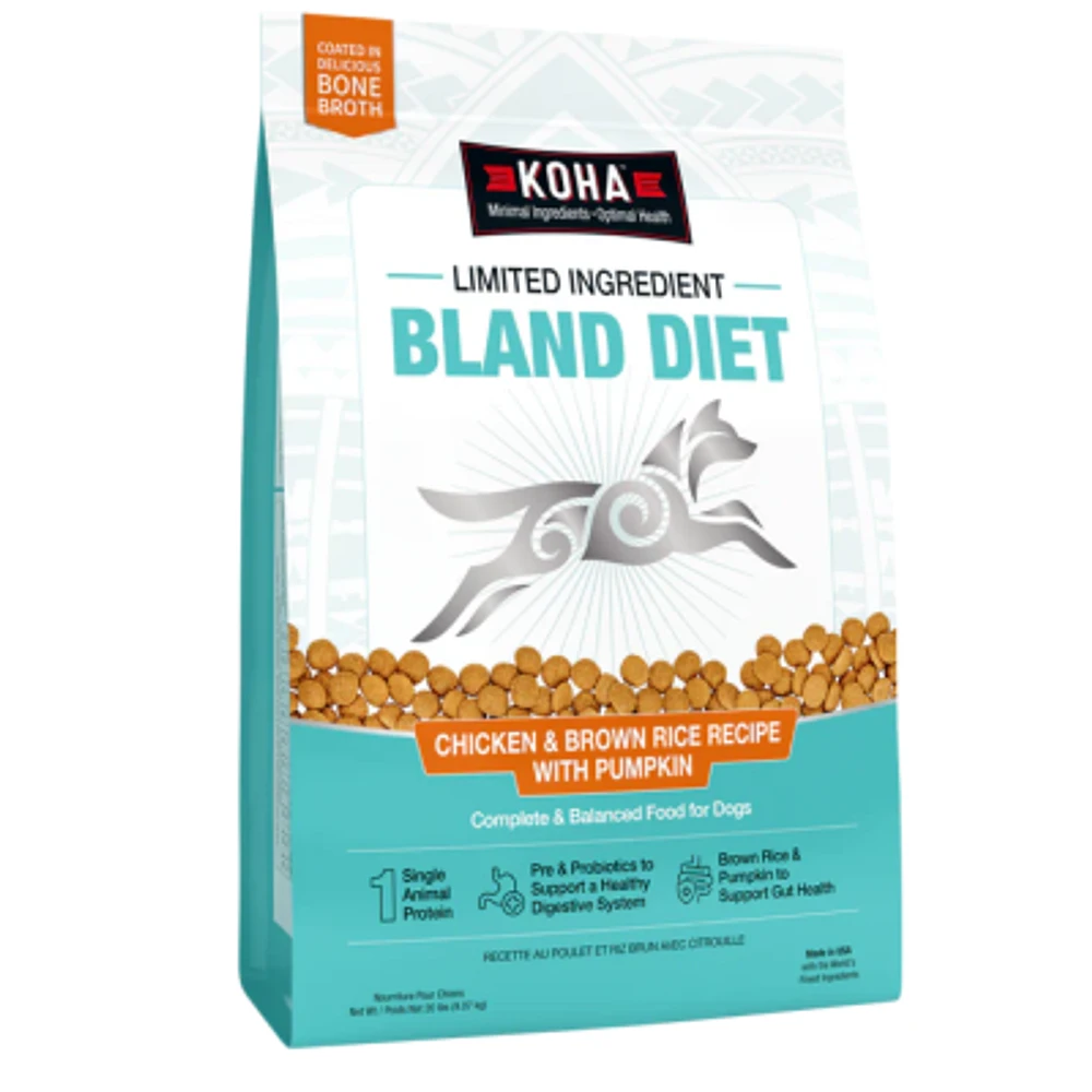 KOHA - Dry Dog Food - Limited Ingredient Bland Diet Chicken and Brown Rice Recipe with Pumpkin