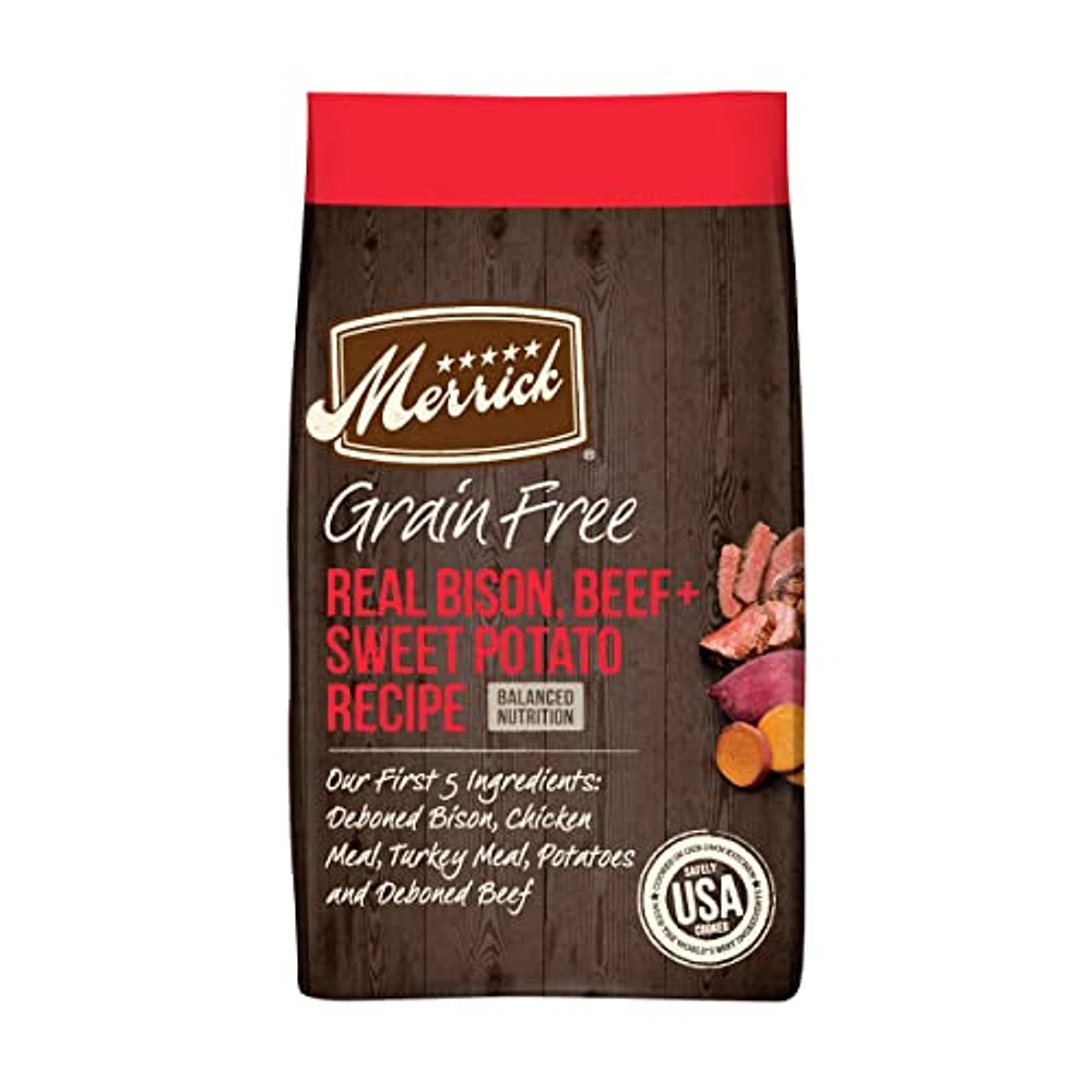 Merrick - Dog Food - Grain-Free Real Bison,  Beef,  & Sweet Potato