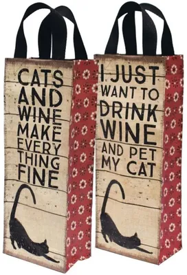 Primitives by Kathy - Wine Tote - Cats And Wine