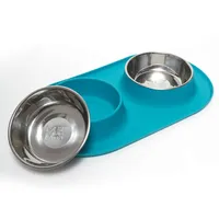 Messy Mutts - Double Feeder - Blue