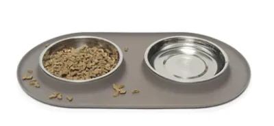 Messy Mutts - Double Cat Feeder - Grey