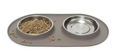 Messy Mutts - Double Cat Feeder - Grey