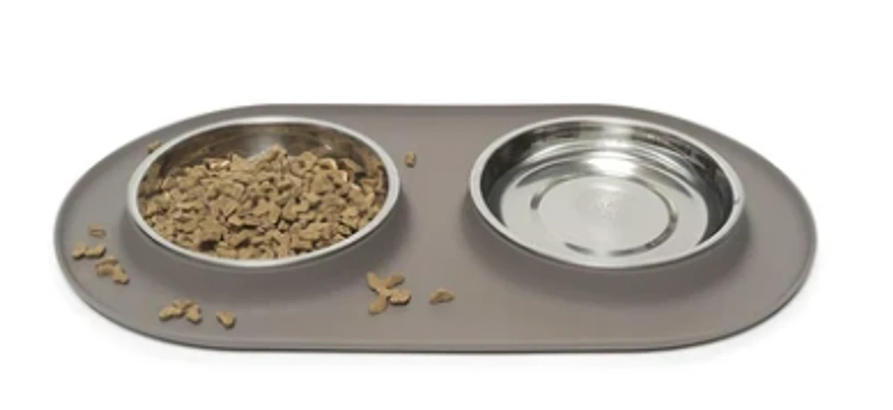 Messy Mutts - Double Cat Feeder - Grey