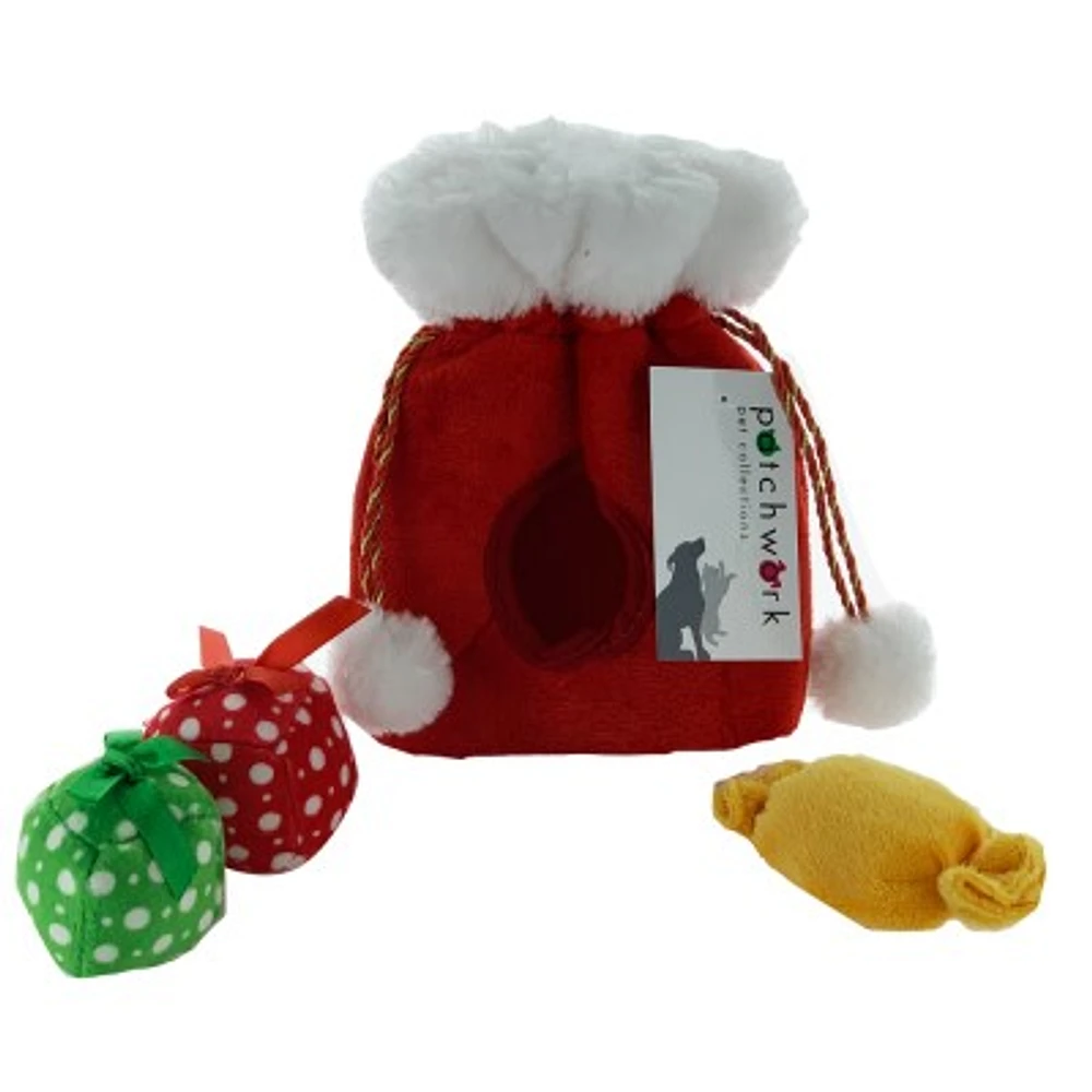 Patchwork - Interactive Dog Toy - Santa Bag with Presents