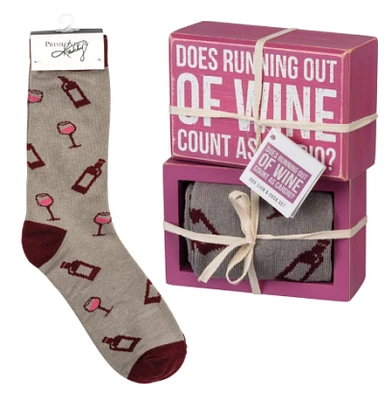 Primitives by Kathy - Wine Box Sign & Sock Set