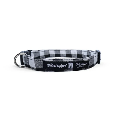 Dog Collar - Black & White Buffalo Check