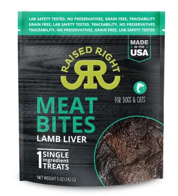 Raised Right - Pet Treats - Lamb Meat Bites,  Single Ingredient Liver Treats