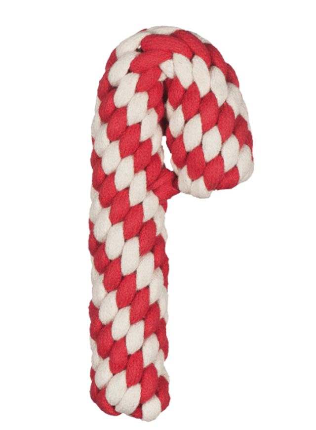 HuggleHounds - Dog Toy - Christmas Cotton Rope Candy Cane Red & White