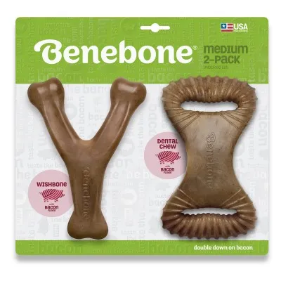 Benebone - Dog Chew Toy - Bacon Dental Chew & Wishbone