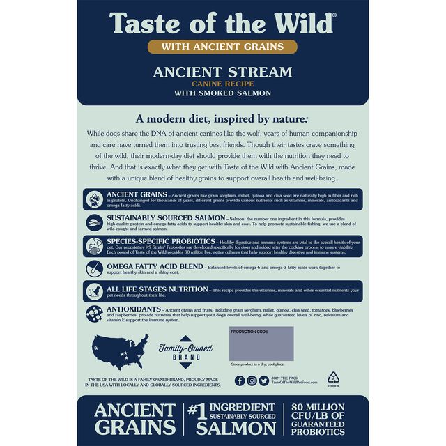 Taste of the Wild - Dog Food - Ancient Grains Stream with Smoked Salmon