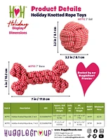 HuggleHounds - Dog Toy - Christmas Knotted Ball