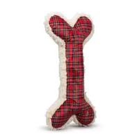 HuggleHounds - Dog Toy - Christmas Fleece & Tartan Bone