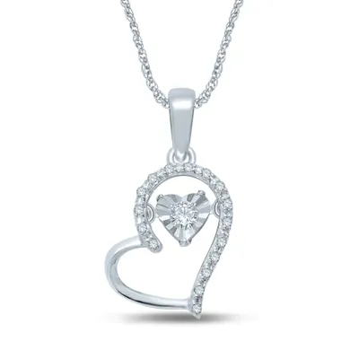 1/10 ct. tw. Diamond Double Heart Pendant with Miracle Plating in Sterling Silver - PEOX8562A1S-SS