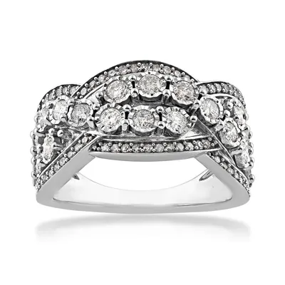 1 ct. tw. Diamond Multi-Row Crossover Band 10K White Gold - YEWBR037D