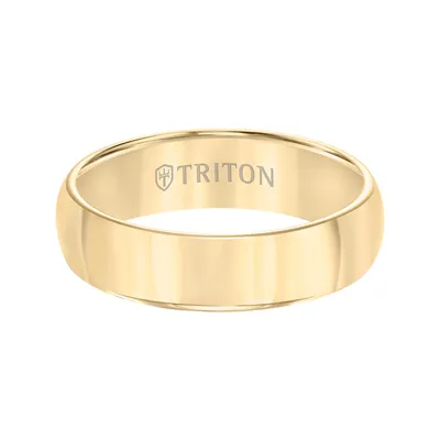 Triton Men's 6MM Yellow Tungsten Wedding Band Domed with Polish Finish- 11-2134YC