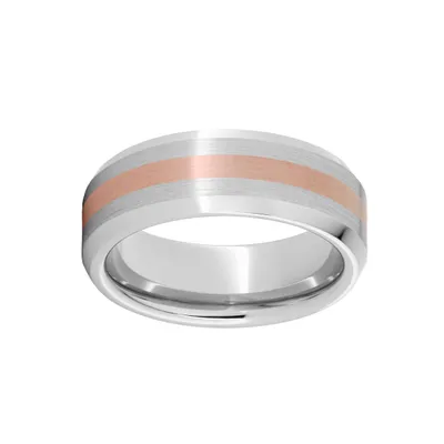 Men's 8.0mm Wedding Band with 14K Pink Gold Inlay Serinium