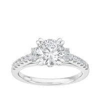 Adamante 1-1/2 ct. tw. Lab-Grown Round Brilliant Engagement Ring with Side Diamond Accents and Band 14K White Gold - LGARE15577HS214W@150