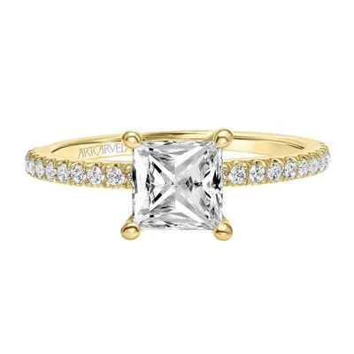 Artcarved Classic 1/4 ct. tw. Princess Cut Diamond Semi-Mount Engagement Ring 14K Yellow Gold - 31-V544CCY-E.00-14KY