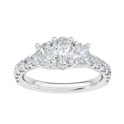 Adamante 2 ct. tw. 3-Stone Oval Lab-Grown Diamond Engagement Ring 14K White Gold - ART2882HS114W-200