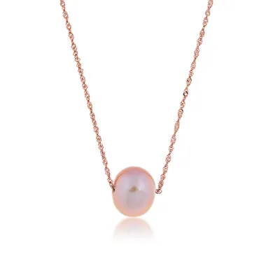 Ladies' Pink Freshwater Pearl Necklace in 14K Pink Gold - NR01989PF 