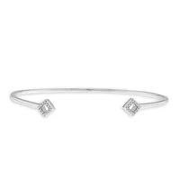 1/10 ct. tw. Diamond Square Open Cuff Bracelet in Sterling Silver