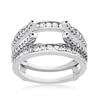 1 ct. tw. Round Open Channel-Set & Pave Diamond Wedding Ring Enhancer 14K White Gold - R200031W7-14KW