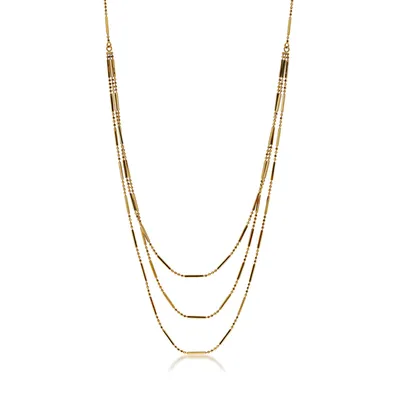 Triple Layer 10Kt. Yellow Gold Fashion Necklace- TRF032182Y17