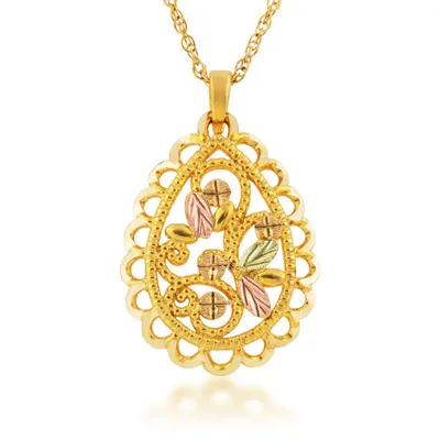 Black Hills Gold Pear-Shaped Milgrain Filigree Pendant