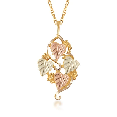 Black Hills Gold Leaf Grapevine Pendant in 10K Yellow Gold