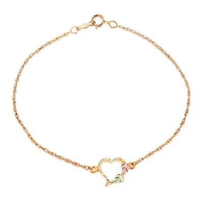 Black Hills Gold 7" Heart Bracelet in 10K Yellow Gold