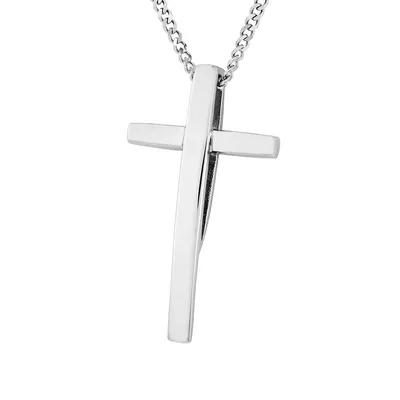 Men's Polished Cross Pendant in Stainless Steel