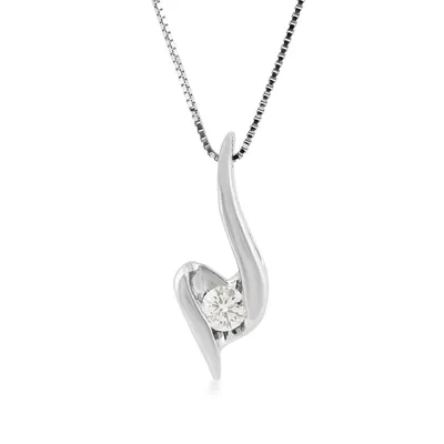 Sirena 1/8 ct. tw. Round Diamond Heart-Shaped Pendant in 10K White Gold