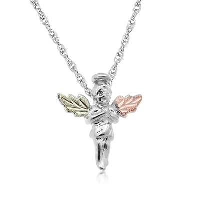 Black Hills Gold Small Guardian Angel Pendant in Sterling Silver