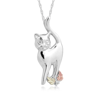 Black Hills Gold Cat Pendant in Sterling Silver