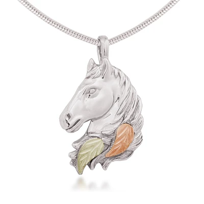 Black Hills Gold Horse Head Pendant in Sterling Silver