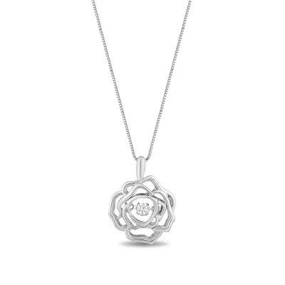 Enchanted Disney Belle 1/20 ct. tw. Twinkling Diamond Rose Pendant in Sterling Silver