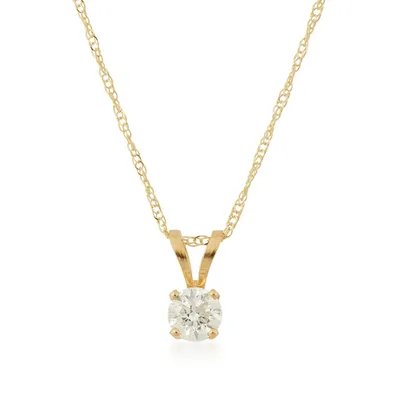 1/5 ct. tw. Round Diamond Solitaire Pendant in 14K Yellow Gold