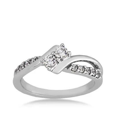 2BeLoved 1/2 ct .tw. Classic 2-Stone Diamond Anniversary Ring 10K White Gold - RE7669-A56