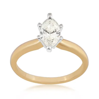 1 ct. tw. AAA Quality Marquise Diamond Solitaire Engagement Ring 14K Yellow Gold